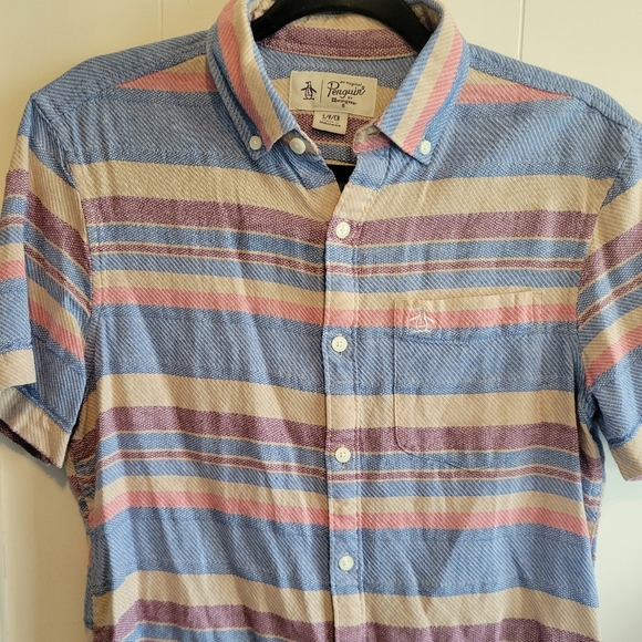 Original Pengiun Striped Short Sleeve Cotton Button Up Size Small - Picture 9 of 11